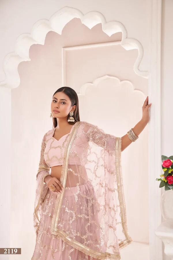 Graceful Onion Pink Lehenga with Sequin Embroidery