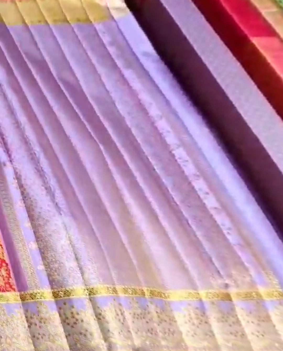 Red Kanchipuram Handloom Tissue 1G Red Brocade Silk Saree