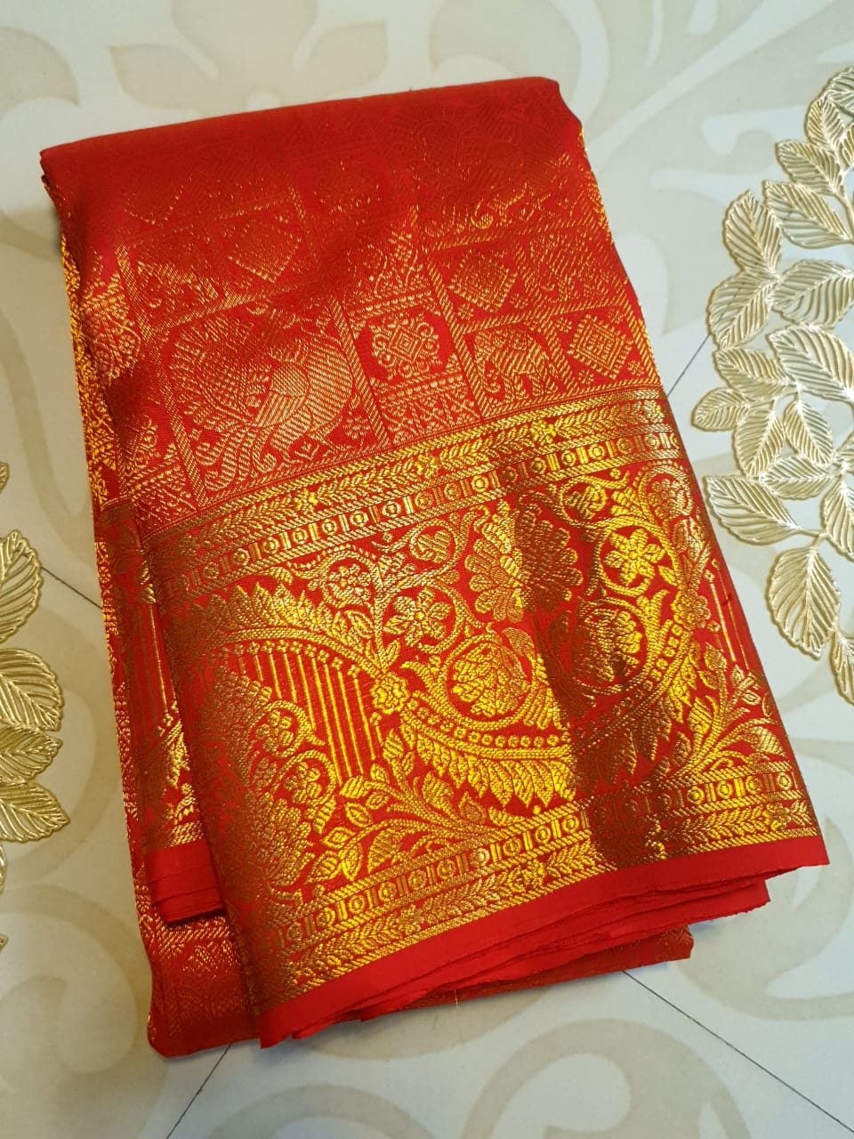 Chilly Red Kanchipuram Handloom 2G Gold Pattu Silk Saree