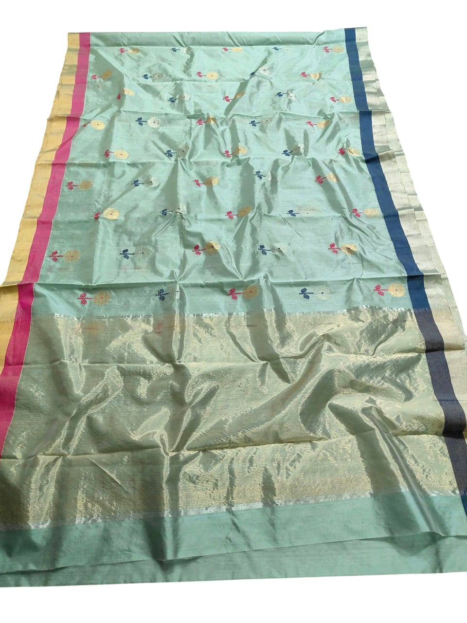 Sea Green Chanderi Håndvæv Pattu Silk Meenakari Saree