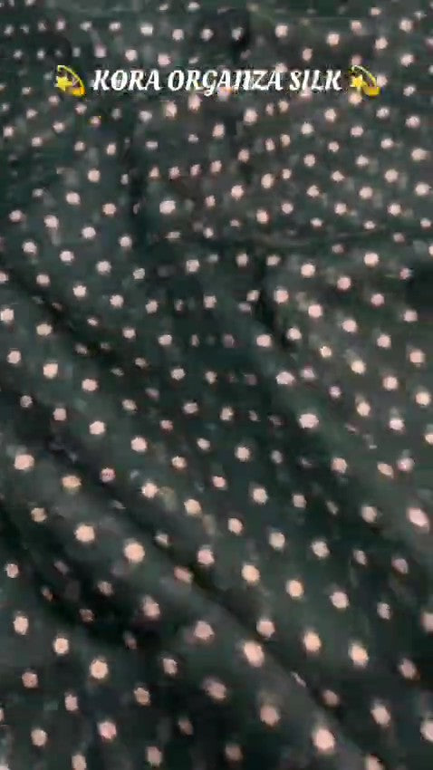 Dark Green Banarasi Handloom Kora Organza Silk Saree