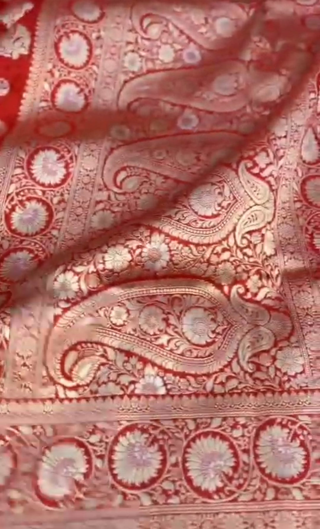 Chilly Red Banarasi Handloom Katan Silk Sona Rupa Saree