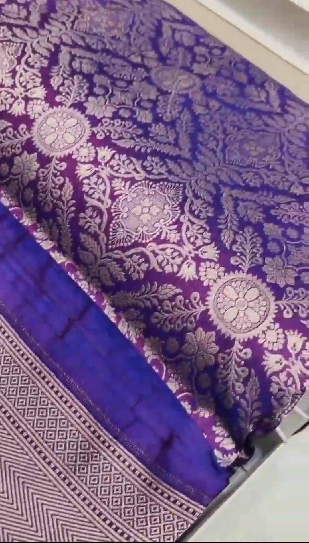 Dual Tone Purple Banarasi Handloom Katan Silk Brocade Saree