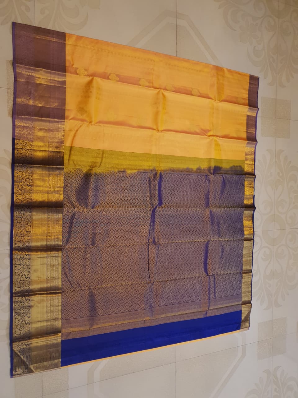 Golden Yellow Kanchipuram Handloom 2G Gold Pattu Silk Saree