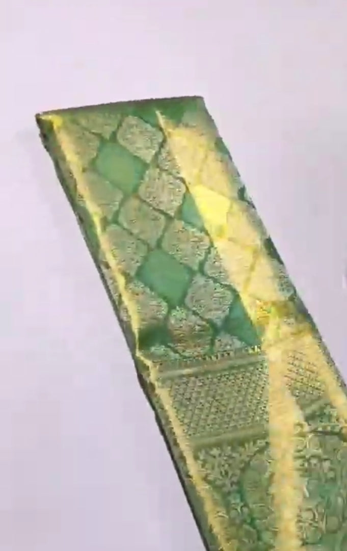 Sea Green Kanchipuram Handloom Tissue Brocade Silk Saree