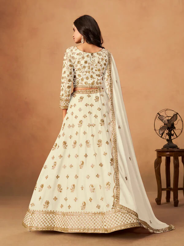 Off White Organza Lehenga with Embroidery Work