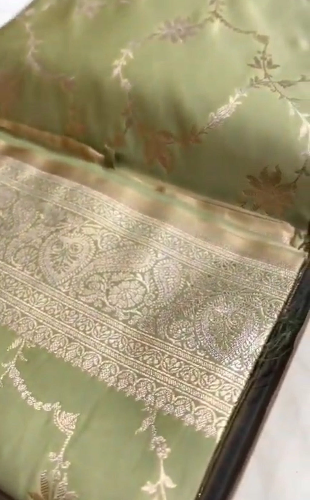 Pista Green Banarasi Satin Katan Silk Saree