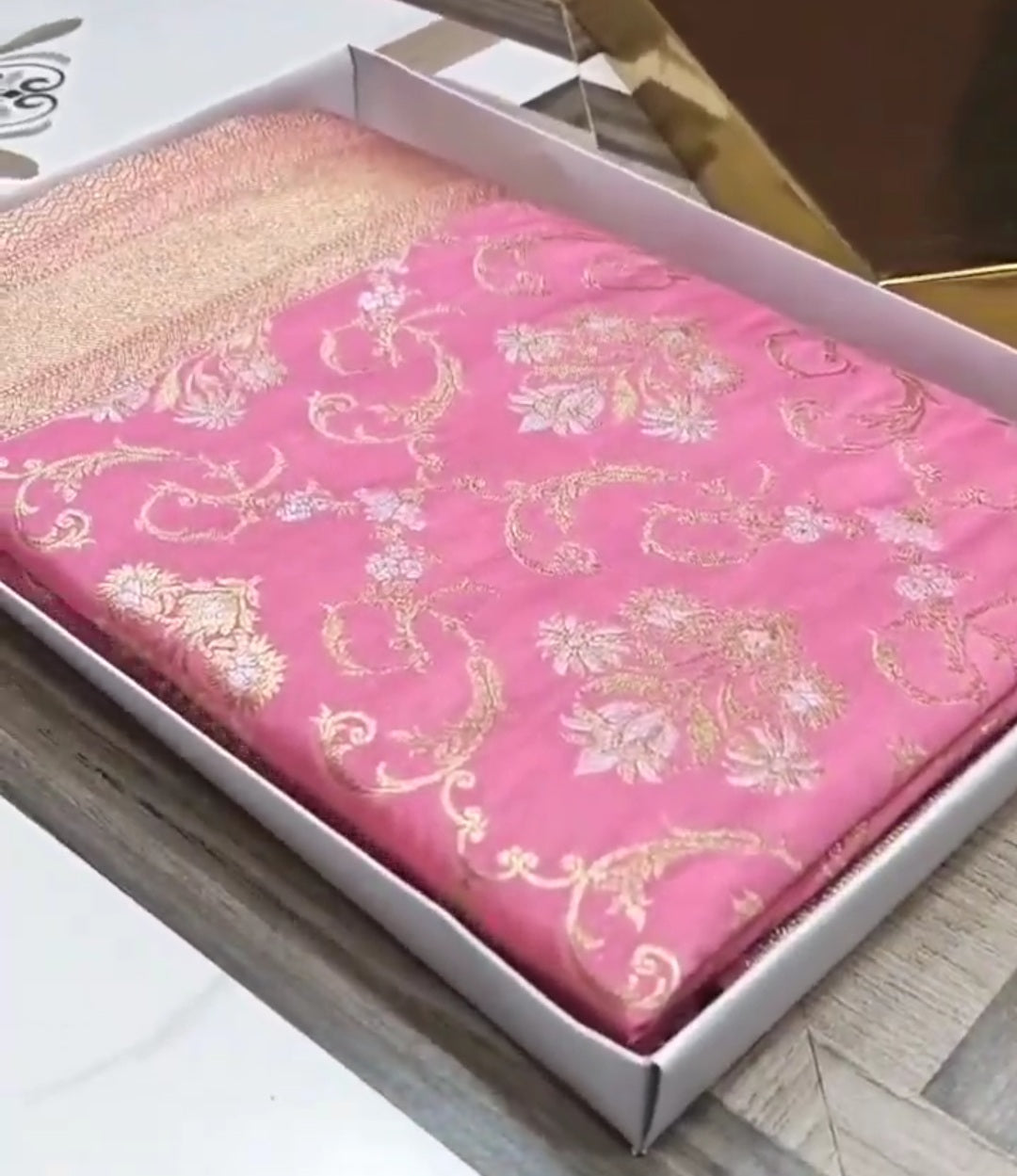 Pastel Pink Banarasi Semi Katan Silk Sona Rupa Saree