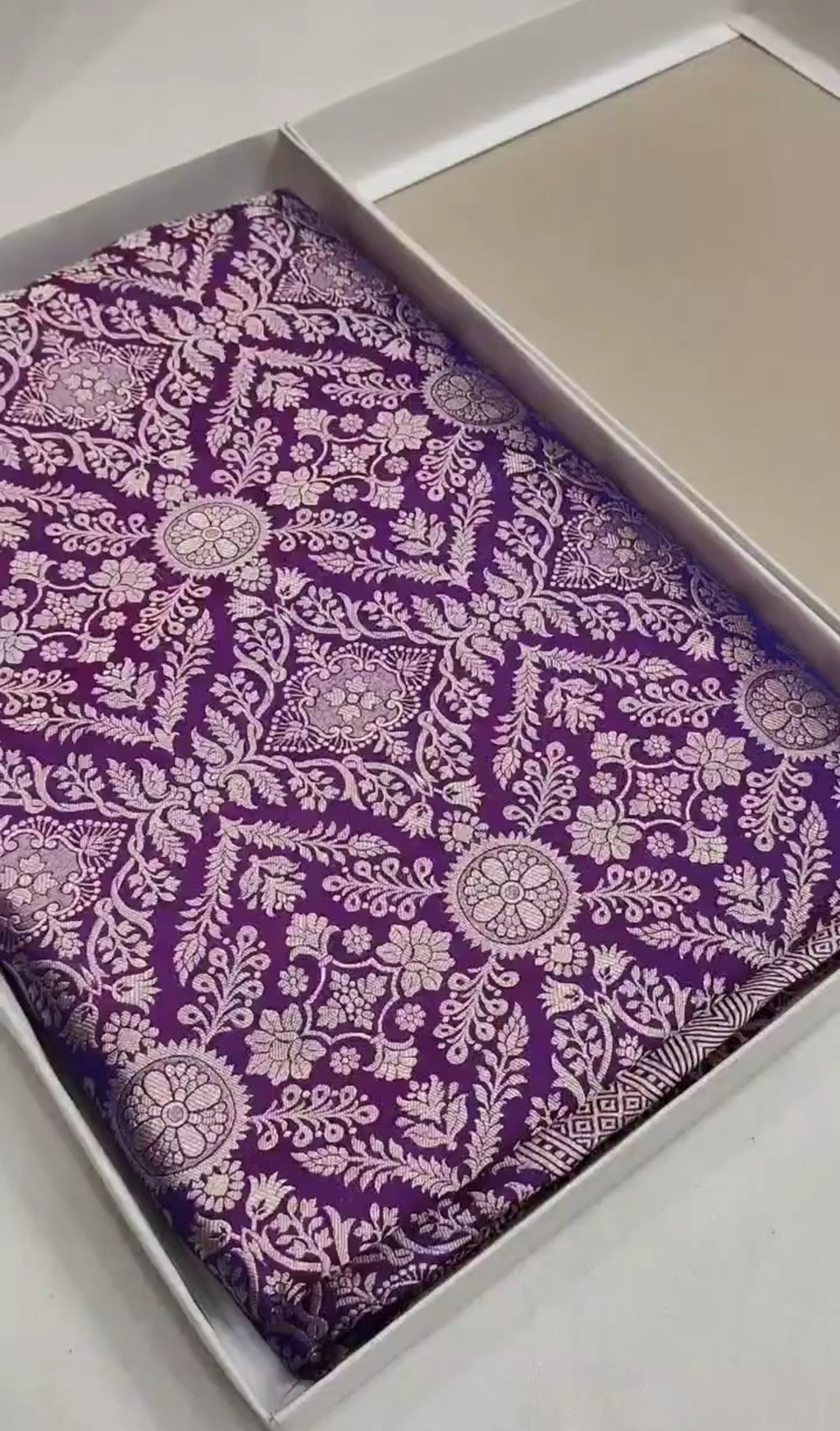Dual Tone Purple Banarasi Handloom Katan Silk Brocade Saree