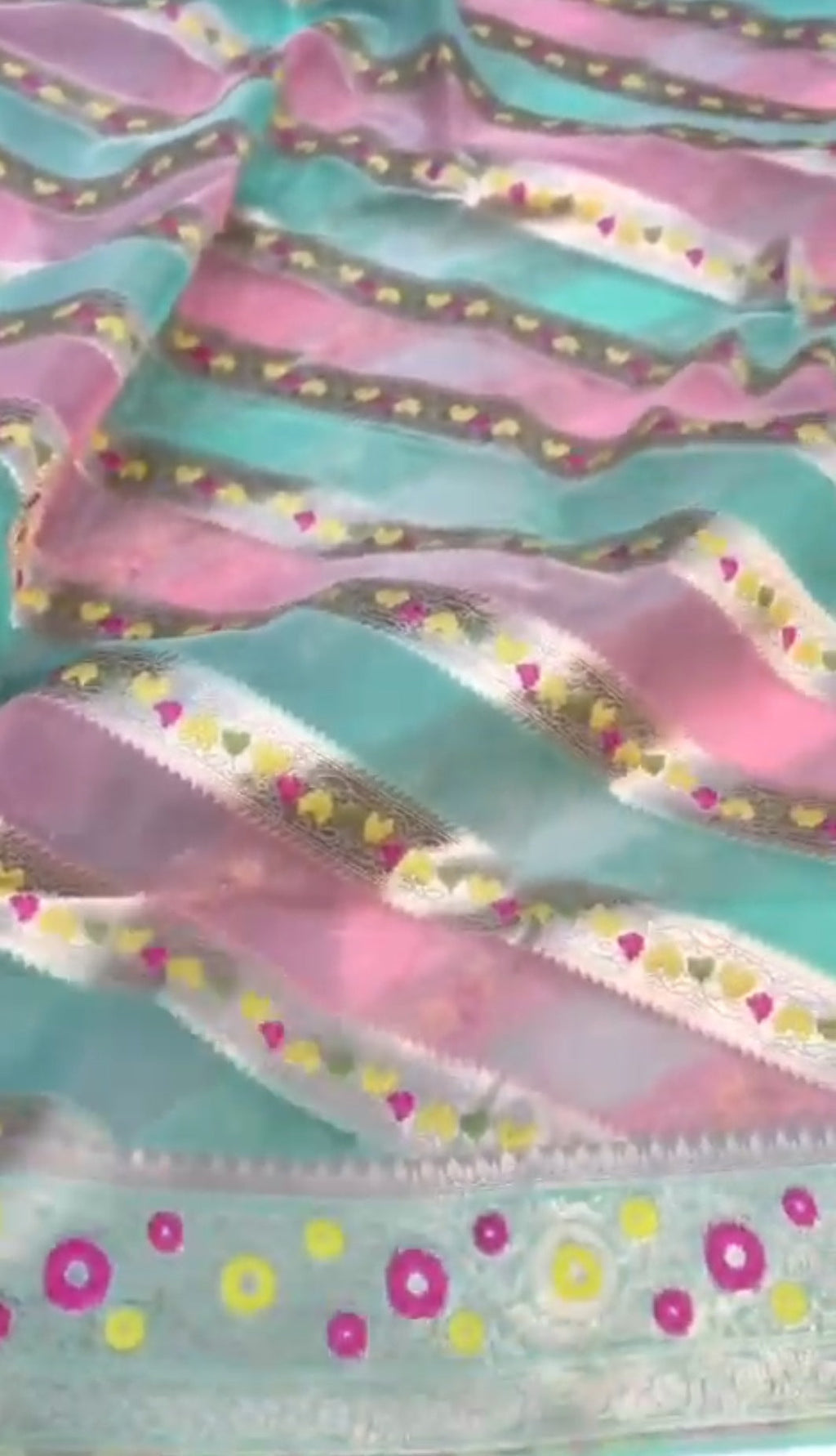 Havgrøn Banarasi Håndvæv Kora Organza Silk Meenakari Saree
