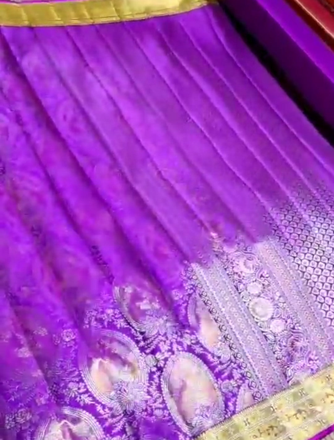 Magenta Kanchipuram Handloom Tissue 1G Brocade Silk Saree