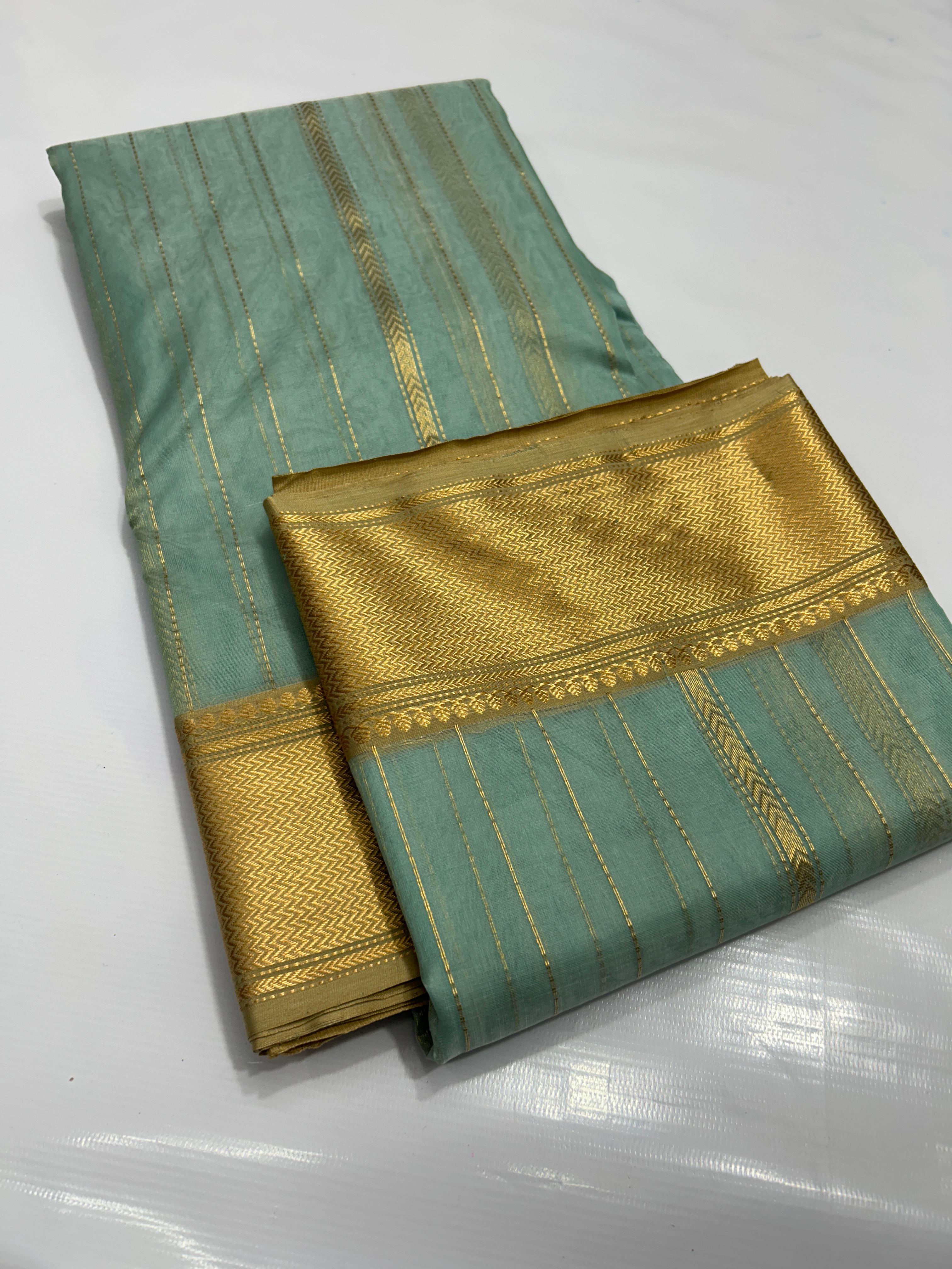 Pastel Green Chanderi Handloom Katan Silk Nakshi Saree