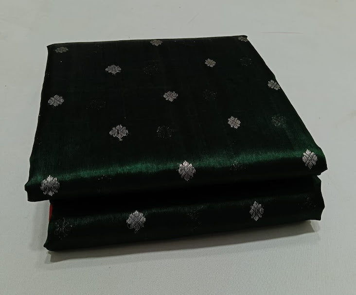 Bottle Green Chanderi Handloom Pattu Silk Meenakari Saree
