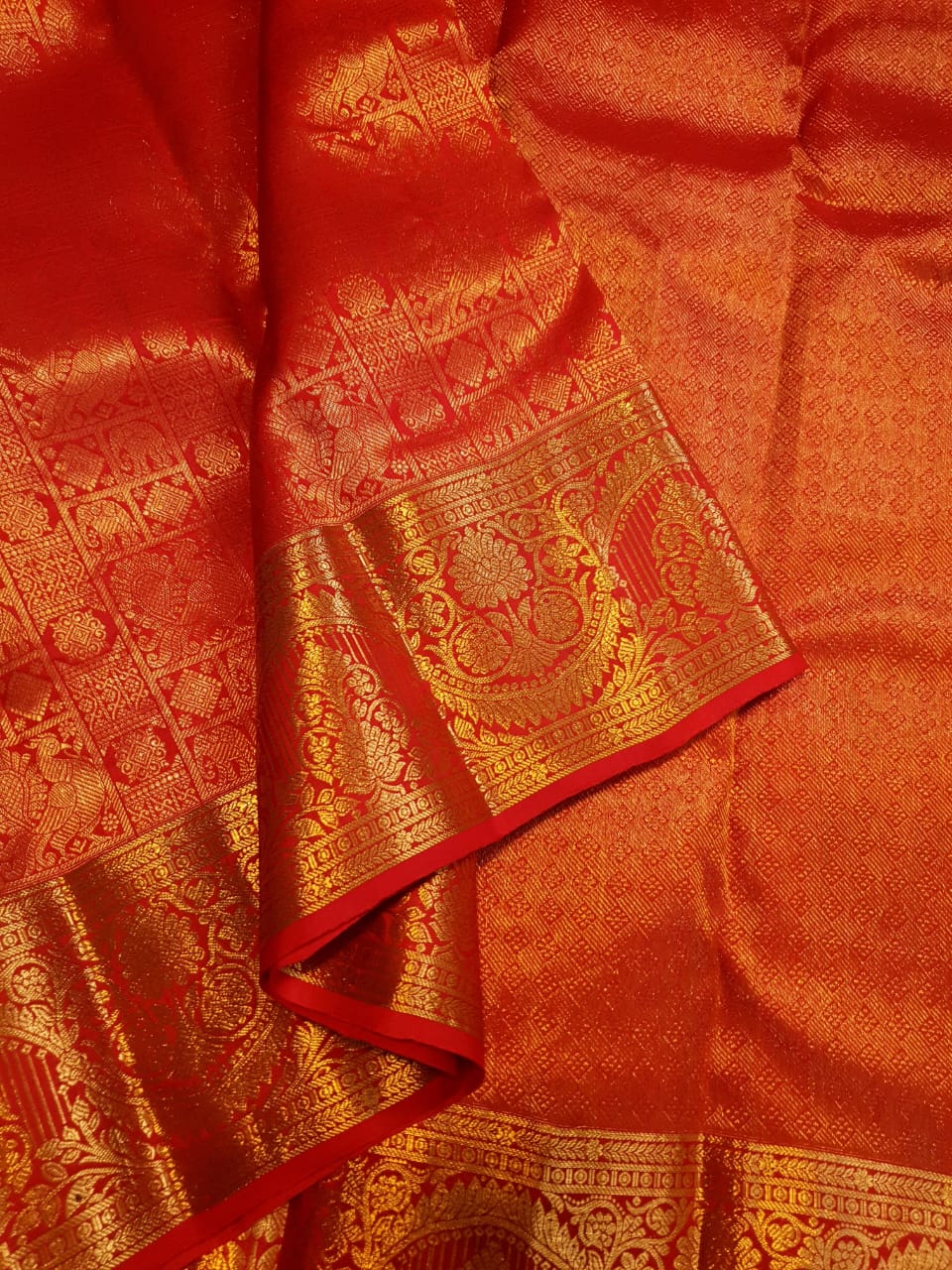 Chilly Red Kanchipuram Handloom 2G Gold Pattu Silk Saree