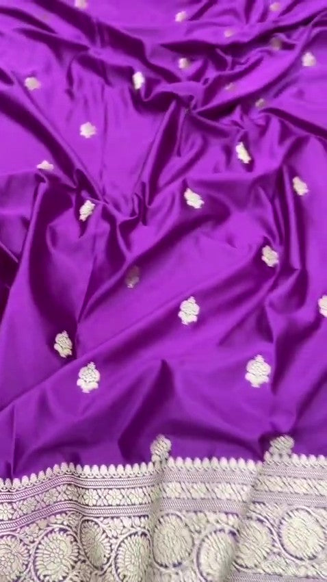 Purple Banarasi Mashru Soft Silk Saree