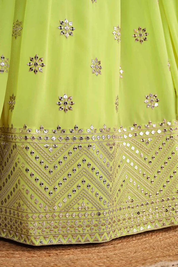 Neon Georgette Lehenga with Sequins & Zari Work