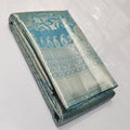 Sky Blue Kanchipuram Handloom Tissue Brocade Silk Saree