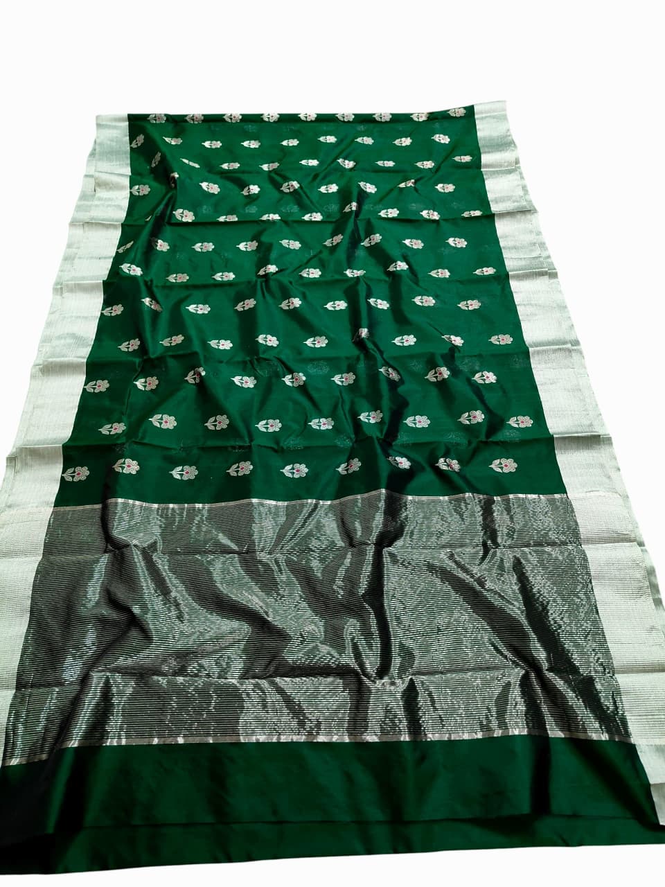 Flaske Grøn Chanderi Håndvæv Pattu Silk Meenakari Saree