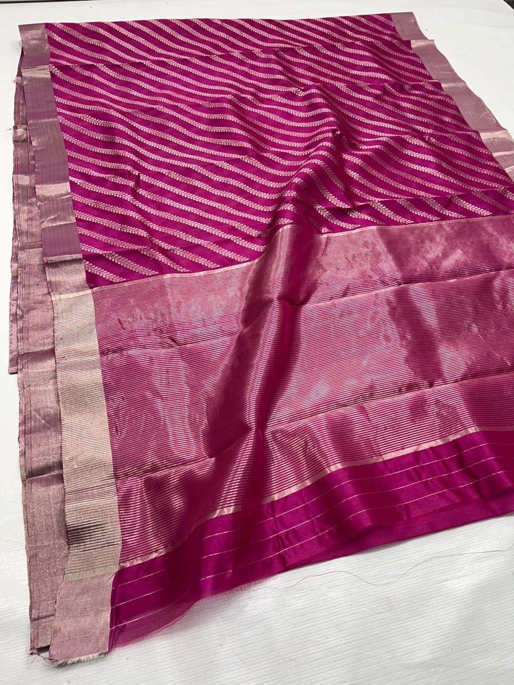Magenta Chanderi Handloom Pattu Silk Saree