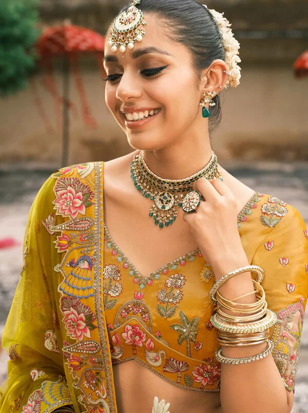 Traditional Yellow Bridal Lehenga with Designer Embroidery