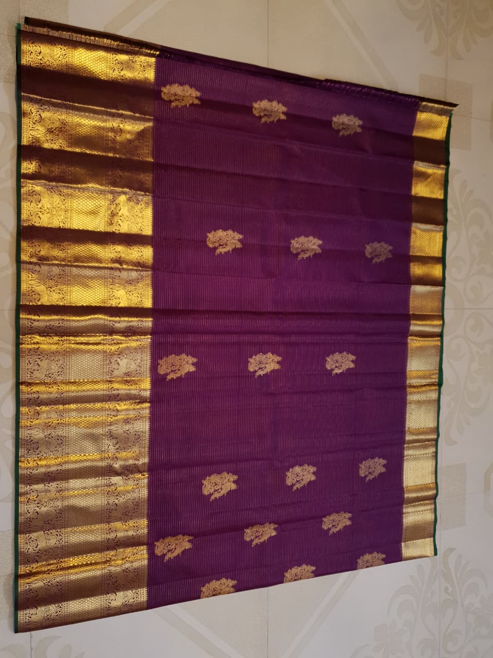 Magenta Kanchipuram Handloom 2G guld Vairaoosi Pattu Silk Saree