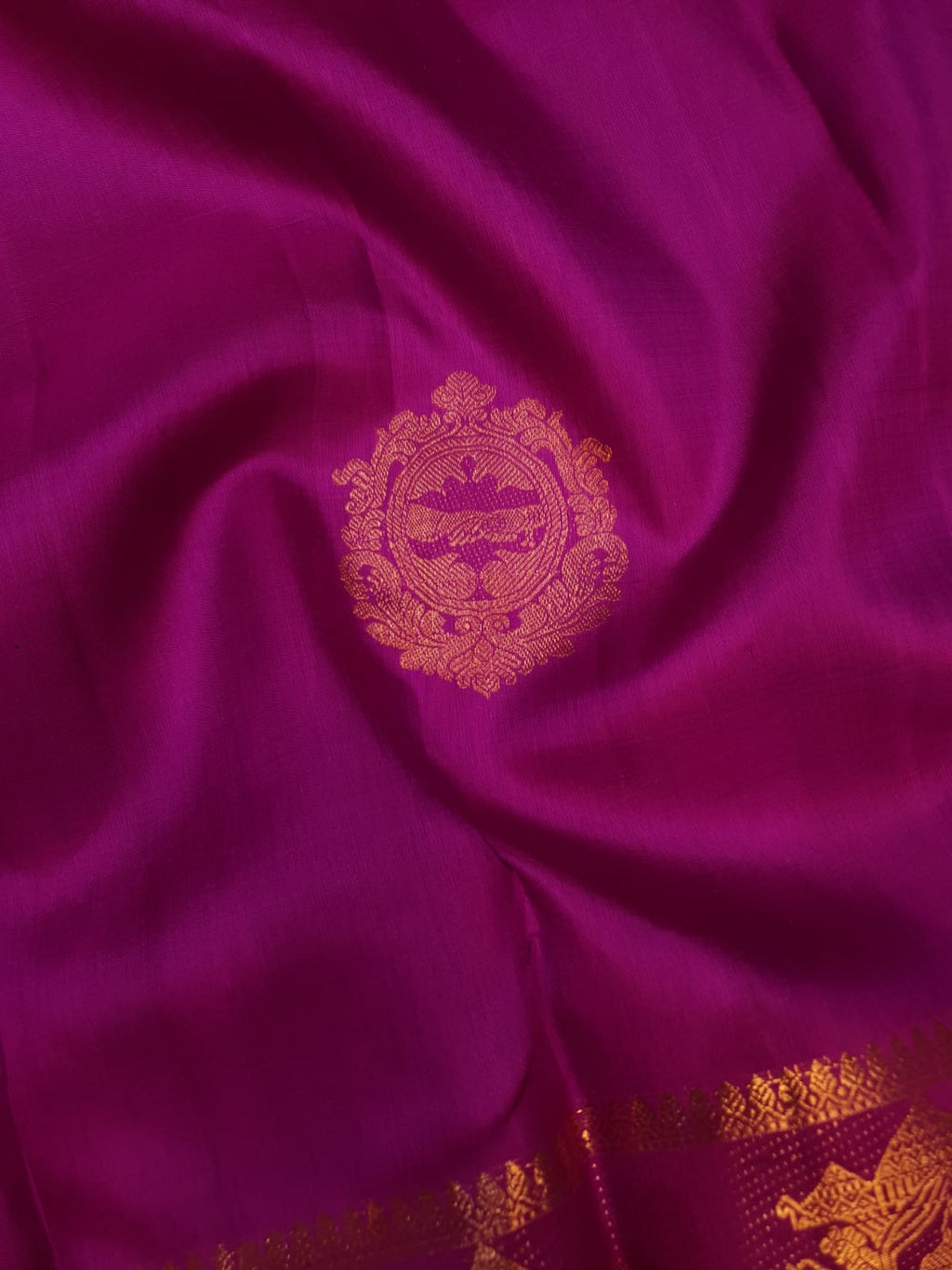 Dark Magenta Kanchipuram Handloom 2G Gold Kalyana Pallakku Silk Saree