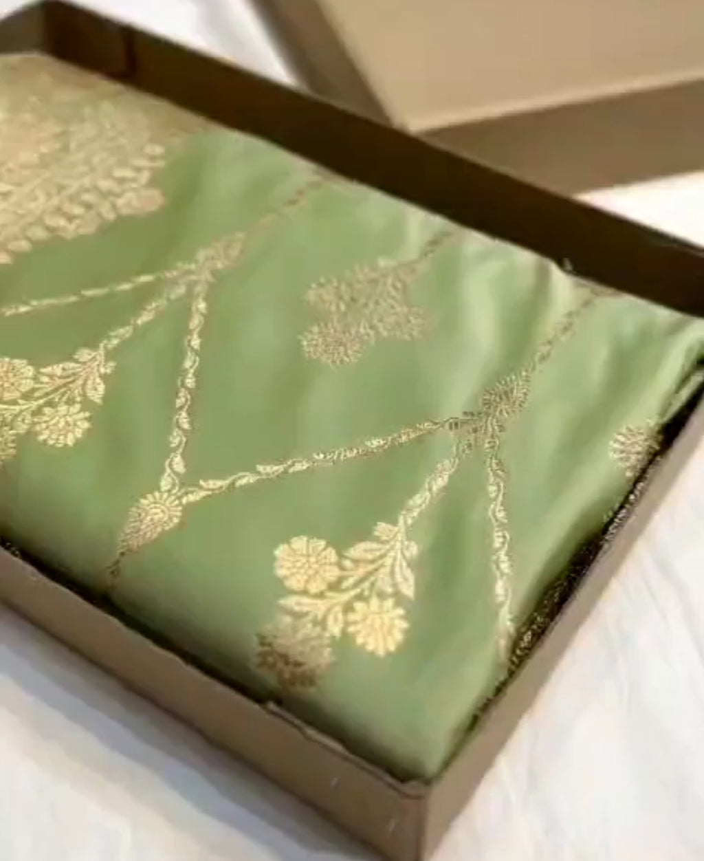 Pastel Green Banarasi Satin Katan Silk Saree