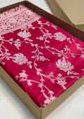 Hot Pink Banarasi Mashru Soft Silk Saree
