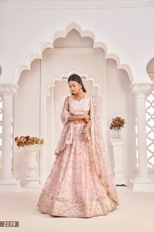 Graceful Onion Pink Lehenga with Sequin Embroidery