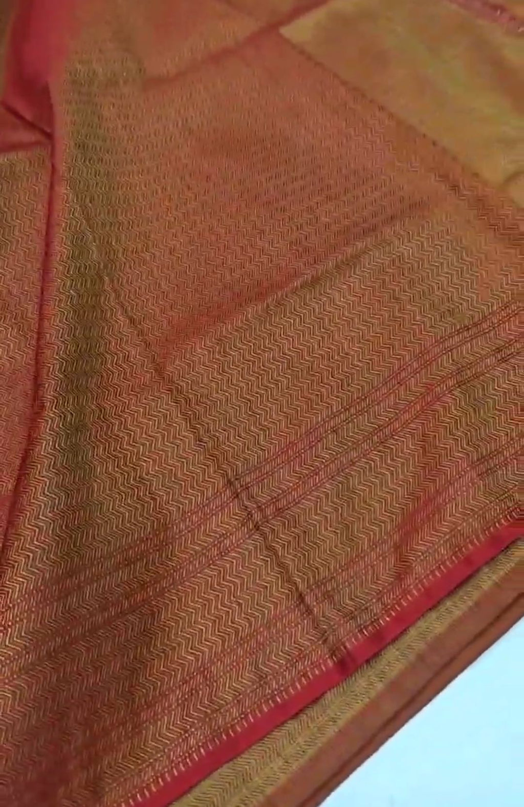 Orange Banarasi Semi Katan Silk Tanchoi Brocade Saree