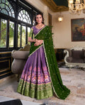 Purple Silk Lehenga with Digital Print and Embroidery Detailing