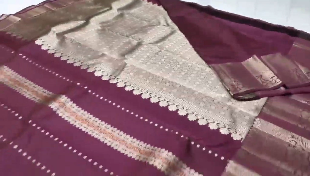 Maroon Kanchipuram Handloom Single Warp Pattu Silk Saree