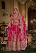 Pink Bridal Lehenga with Heavy Embroidery & Pearl Work