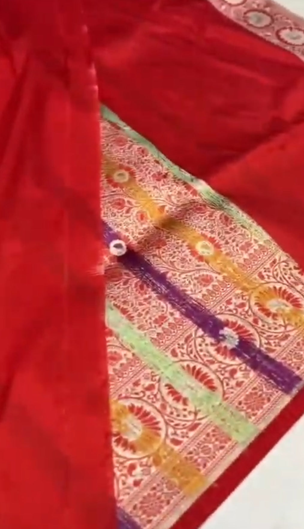 Red Banarasi Handloom Katan Silk Meenakari Saree