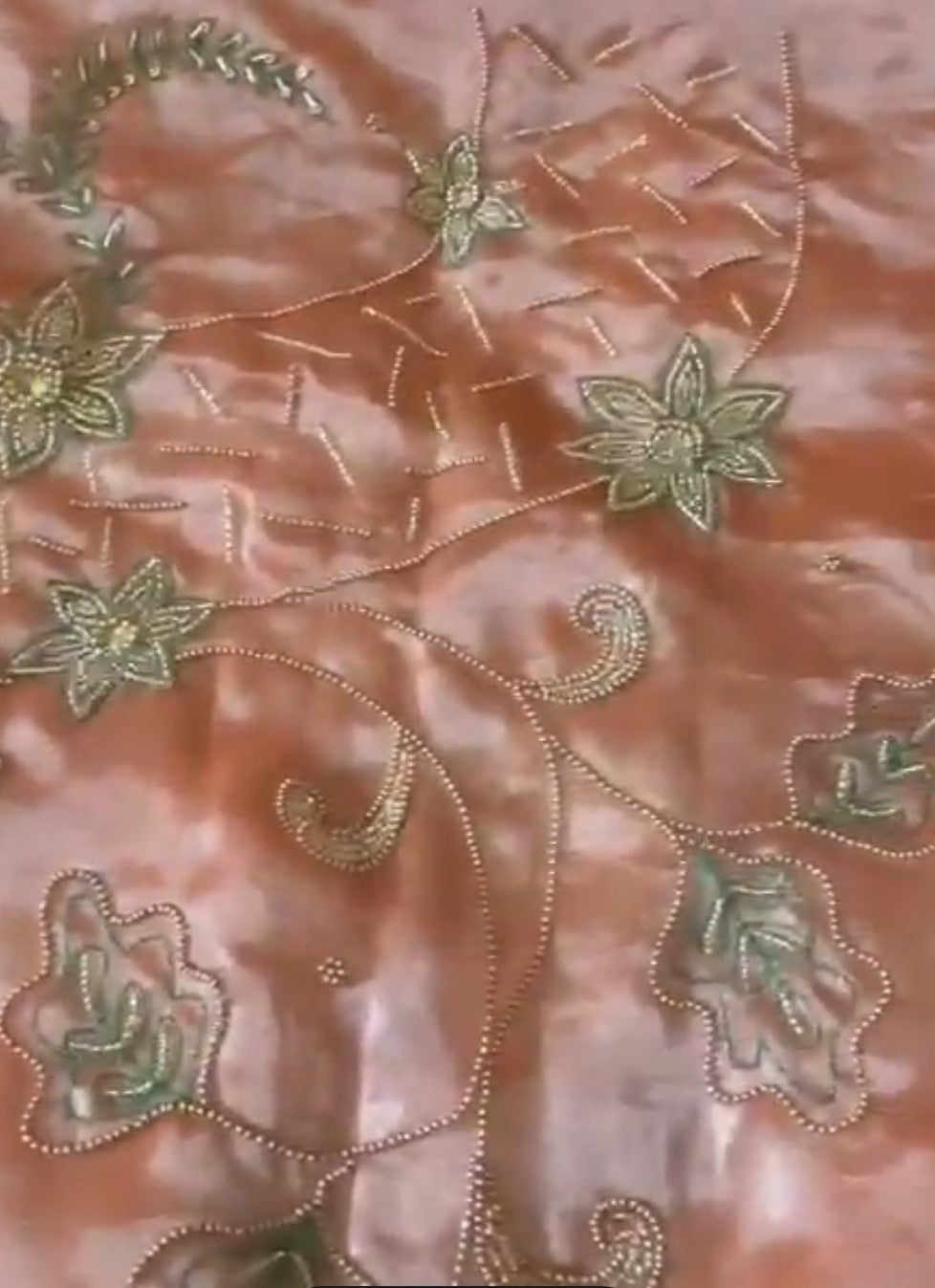 Peach Banarasi Handloom Pure Tissue Silk Embroidered Saree