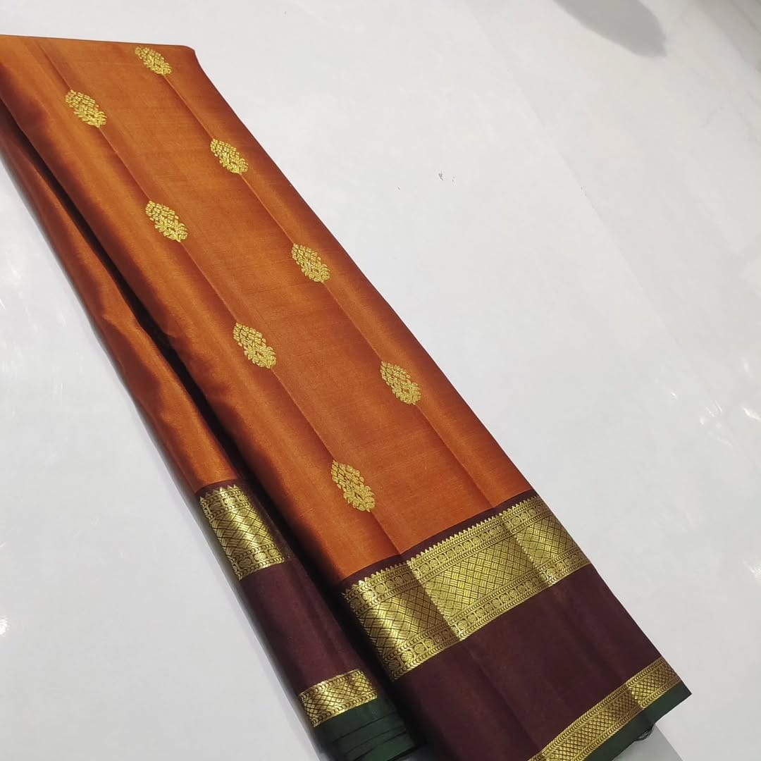 Copper Vintage Kanchipuram Handloom Pattu Silk Saree