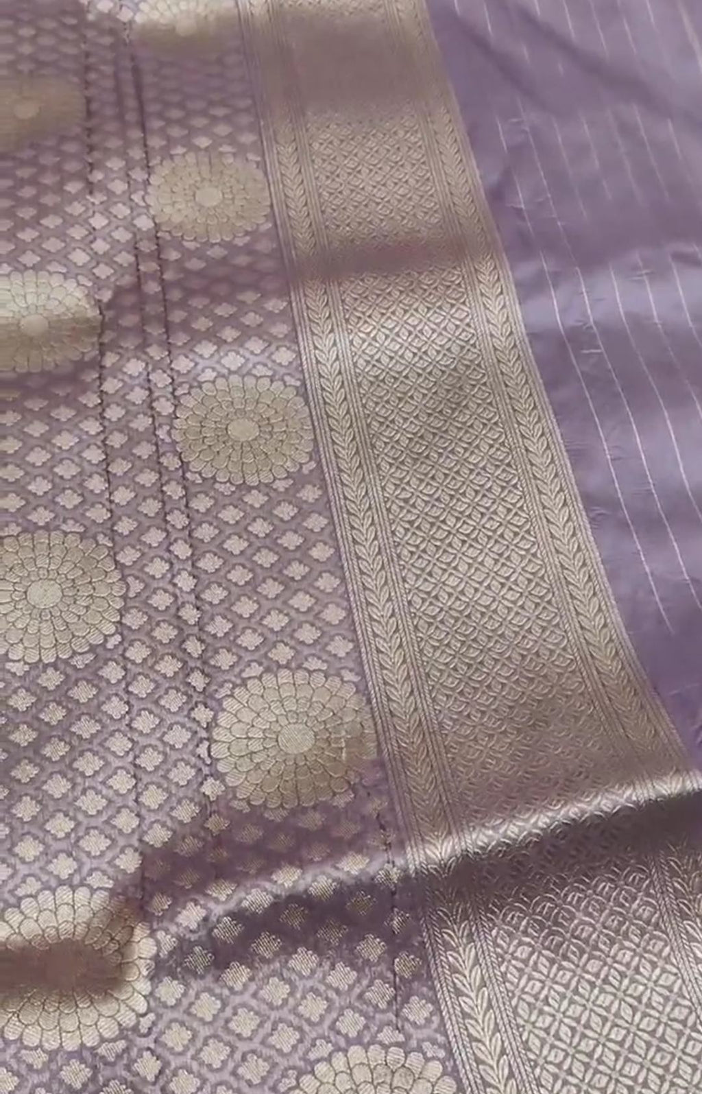Lavender Banarasi Handloom Katan Silk Meenakari Saree