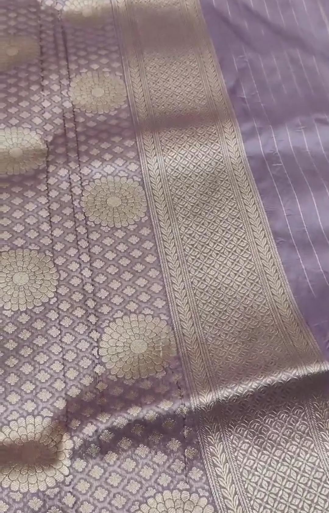 Lavender Banarasi Handloom Katan Silk Meenakari Saree