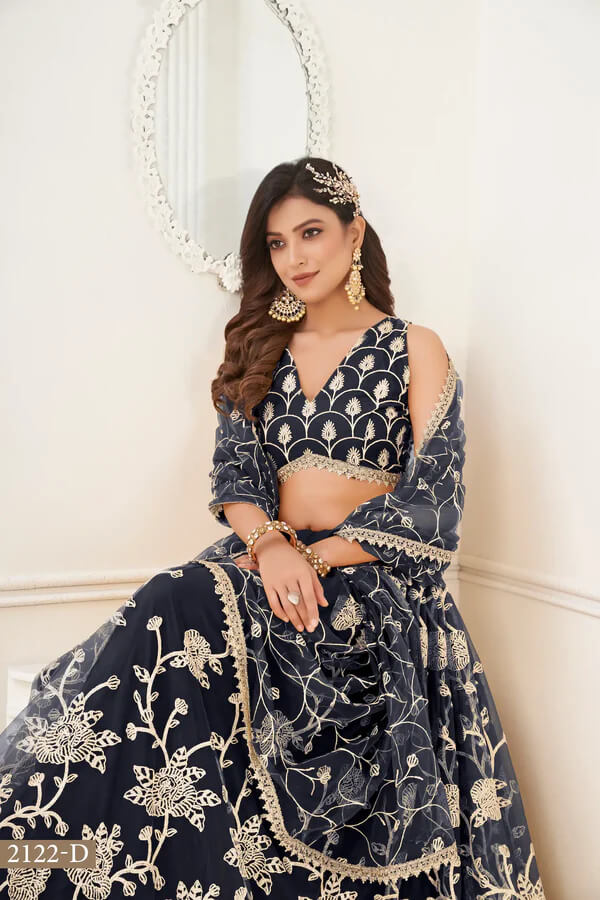 Elegant Black Sequin and  Thread Lehenga Choli
