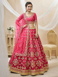 Pink Art Silk Lehenga with Sequins & Zari Embroidery