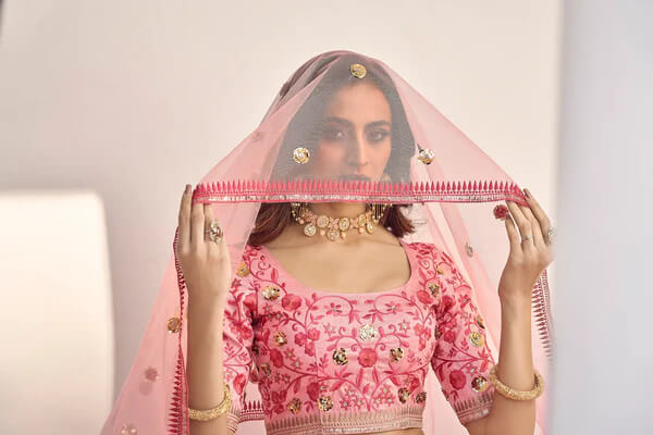 Designer Pink Lehenga with Thread & Sequence Embroidery
