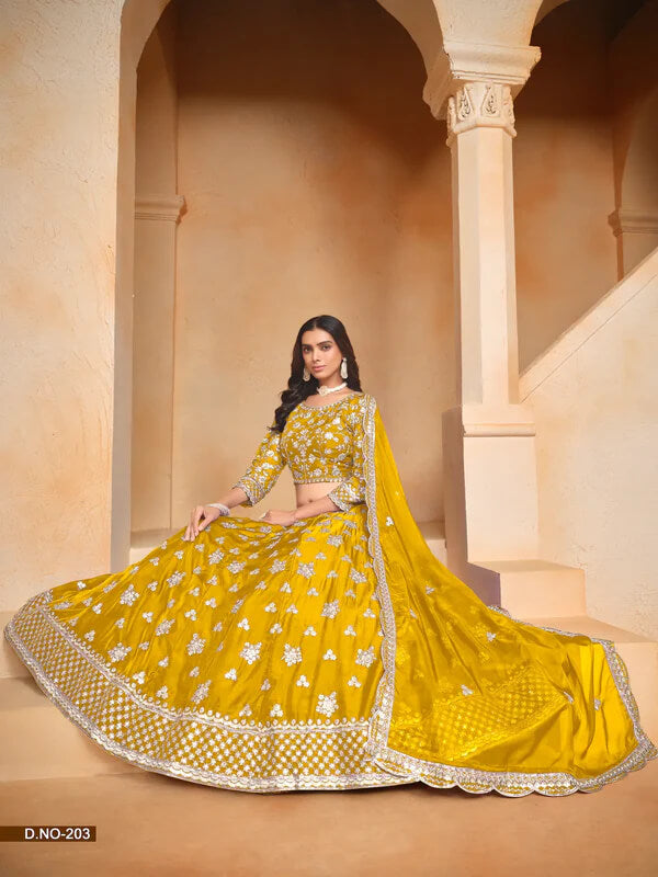 Festive Yellow Thread & Sequins Lehenga Choli