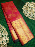 Dark Pink Kanchipuram Handloom 2G Gold Pattu Silk Saree