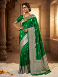 Green Blue Banarasi Mashru Silk Kashi Ghat Saree