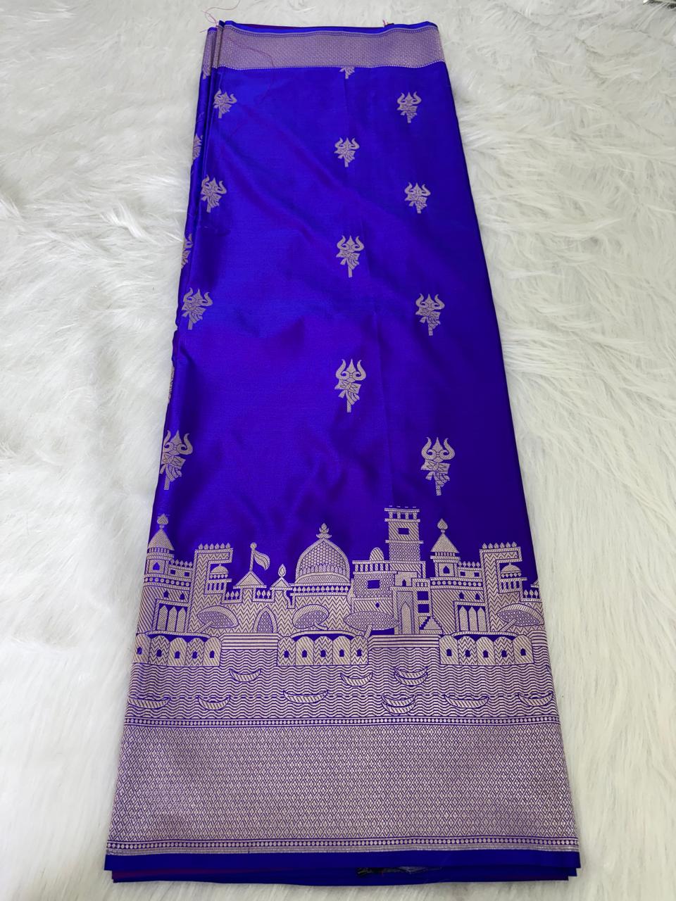 Royal Blue Banarasi Mashru Silk Kashi Ghat Saree