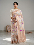 Sky Blue Banarasi Kora Organza Sona Rupa Meenakari Saree