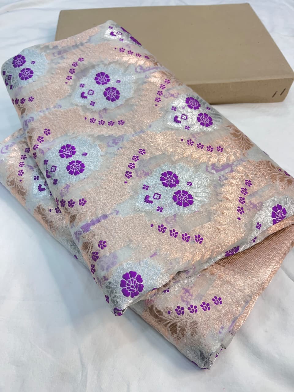 Sky Blue Banarasi Kora Organza Sona Rupa Meenakari Saree