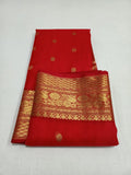 Red Chanderi Handloom Katan Silk Nakshi Saree