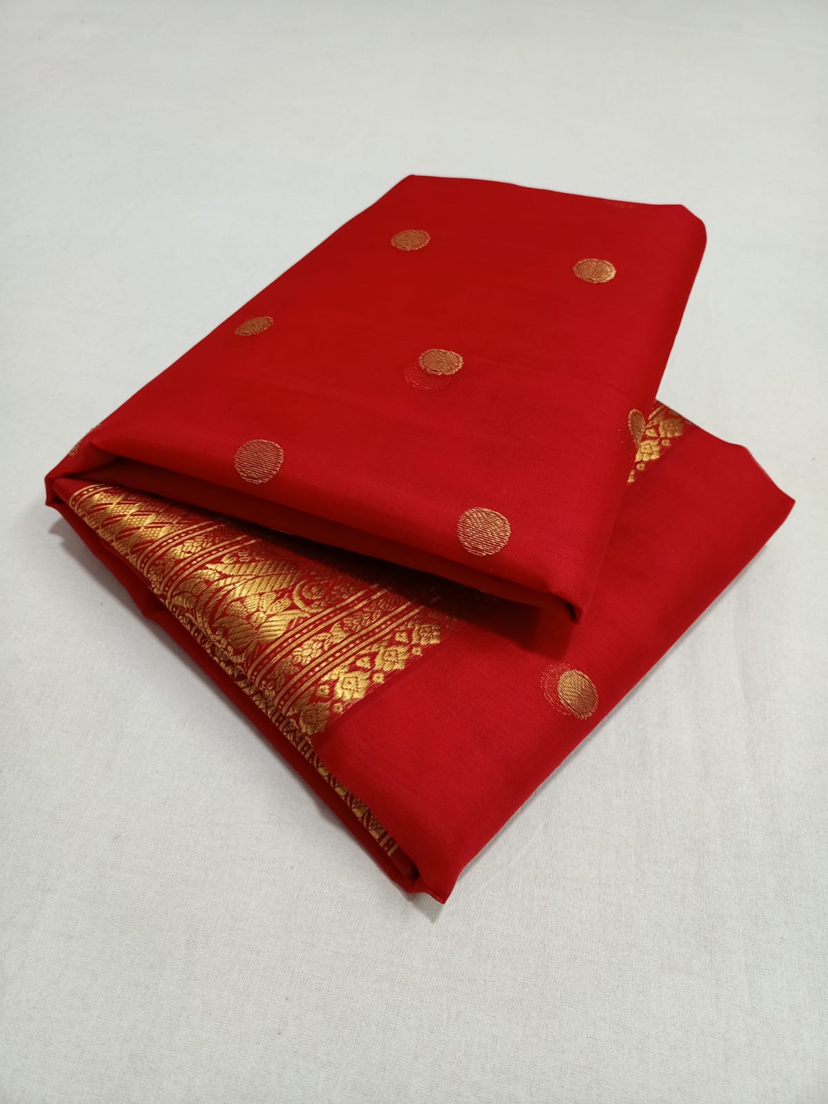 Red Chanderi Handloom Katan Silk Nakshi Saree