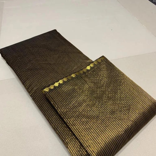 Black Chanderi Handloom Pattu Silk saree featuring intricate, small Nakshi work along the borders.
